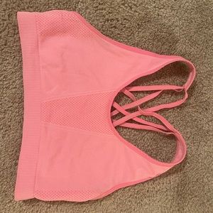 Pink Fabletics crisscrossed back sports bra